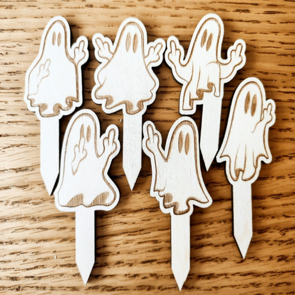 Spooky Delights: Laser Cut Naughty Ghost Cupcake Toppers - Image 2